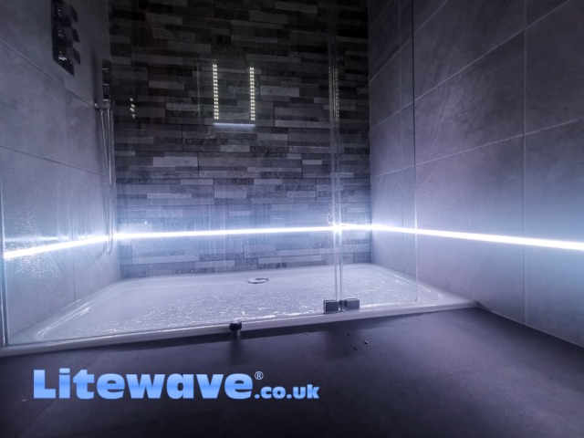 LED Lights set into tiles in shower